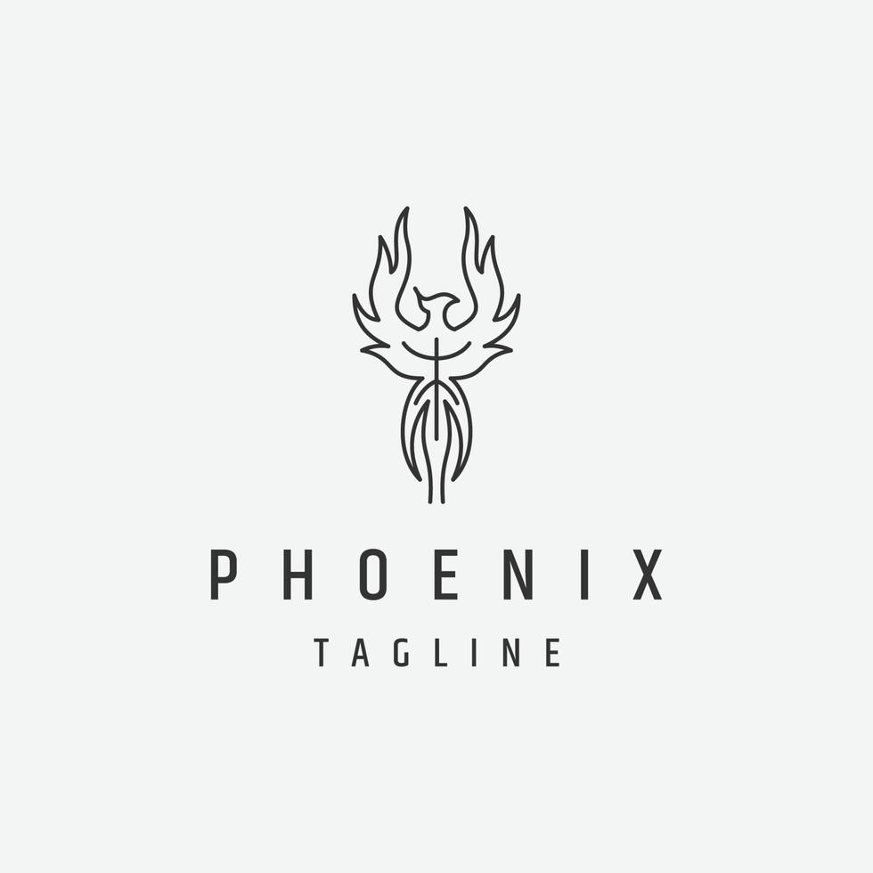 modèle de conception d'icône de logo de ligne de phoenix vecteur plat