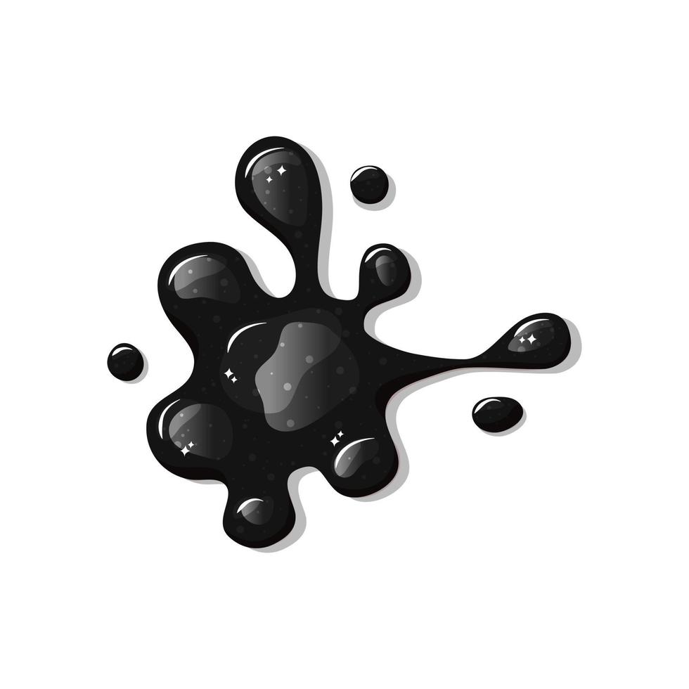 boue noire, déversement de liquide sur fond blanc isolé. flaque de pétrole. illustration de dessin animé de vecteur. vecteur