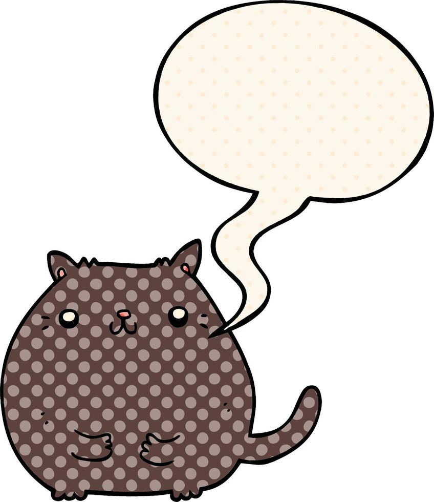chat de dessin animé et bulle de dialogue dans le style de la bande dessinée vecteur