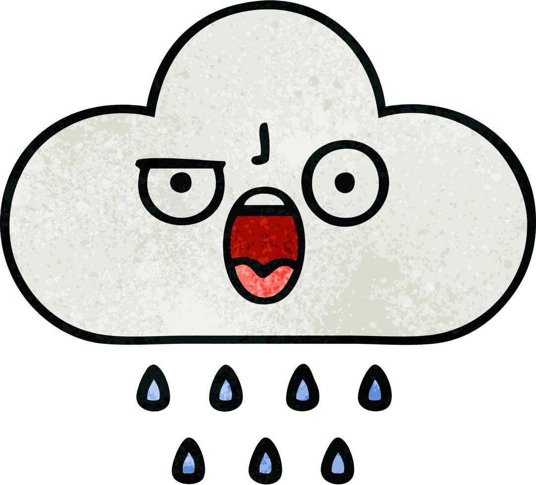 nuage de pluie dessin animé texture grunge rétro vecteur