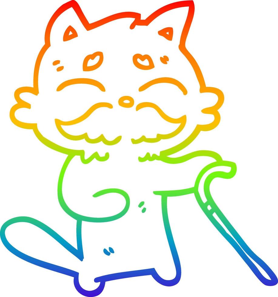 arc en ciel gradient ligne dessin dessin animé vieux chat vecteur