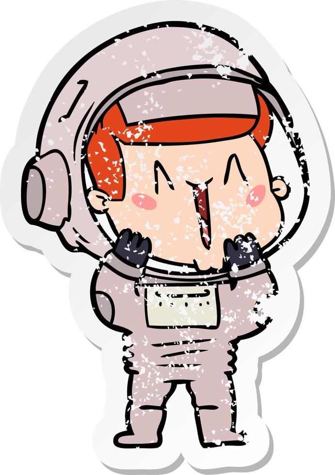 autocollant en détresse d'un astronaute de dessin animé heureux vecteur