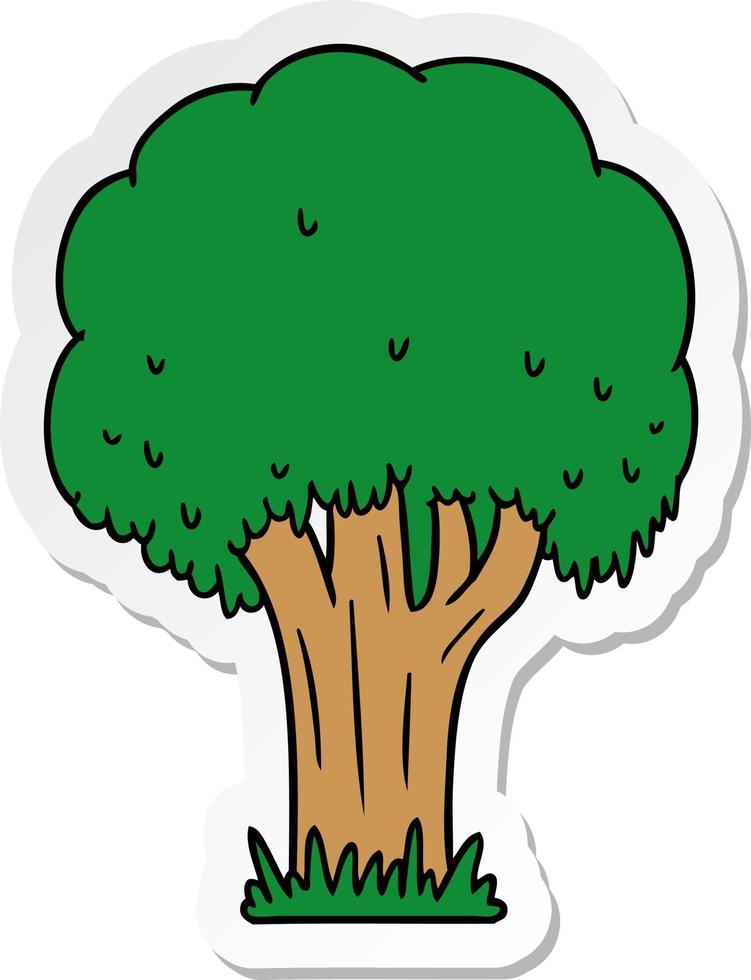 autocollant dessin animé doodle d'un arbre d'été vecteur