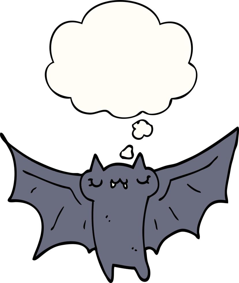 chauve-souris halloween dessin animé mignon et bulle de pensée vecteur