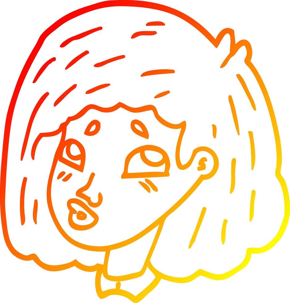 fille de visage de dessin animé de dessin de ligne de gradient chaud vecteur