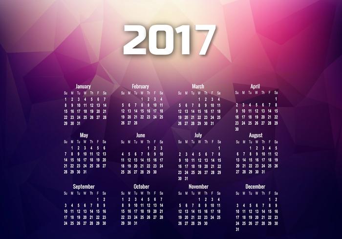 Calendrier de l'année 2017 avec les mois et les dates vecteur