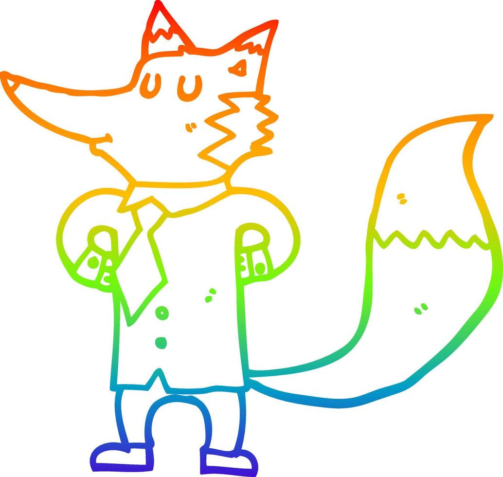 arc en ciel gradient ligne dessin dessin animé renard homme d'affaires vecteur