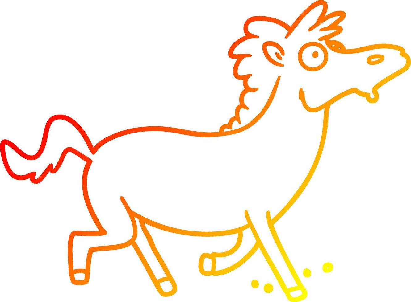 ligne de gradient chaud dessinant un cheval de course de dessin animé vecteur