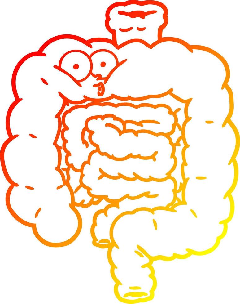 ligne de gradient chaud dessin dessin animé surpris intestins vecteur