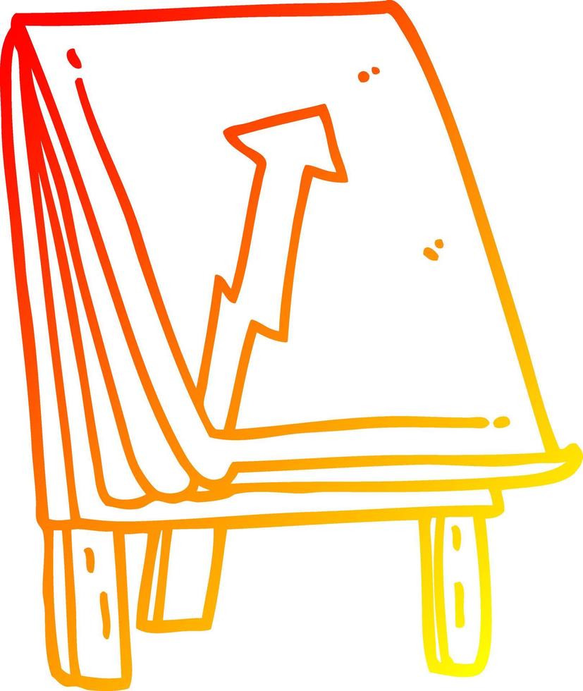 ligne de gradient chaud dessinant un graphique d'affaires de dessin animé avec flèche vecteur