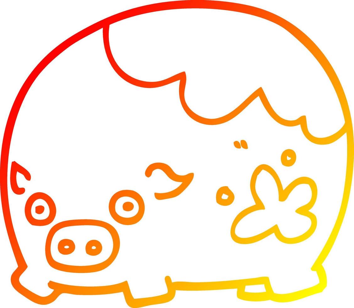 ligne de gradient chaud dessin dessin animé cochon sale vecteur