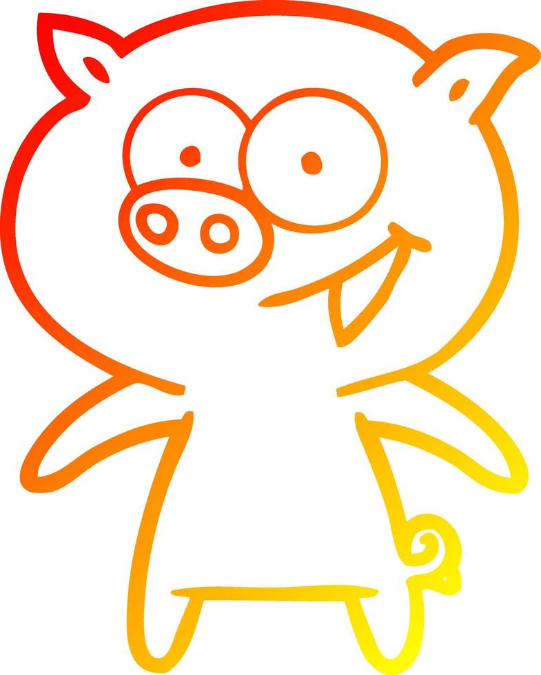 dessin de ligne de gradient chaud dessin de cochon joyeux vecteur