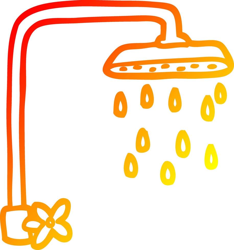 pommeau de douche de dessin animé de ligne de gradient chaud vecteur