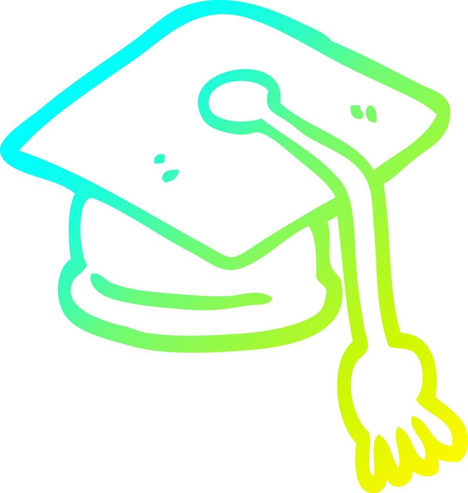 chapeau de graduation dessin animé ligne de gradient froid vecteur