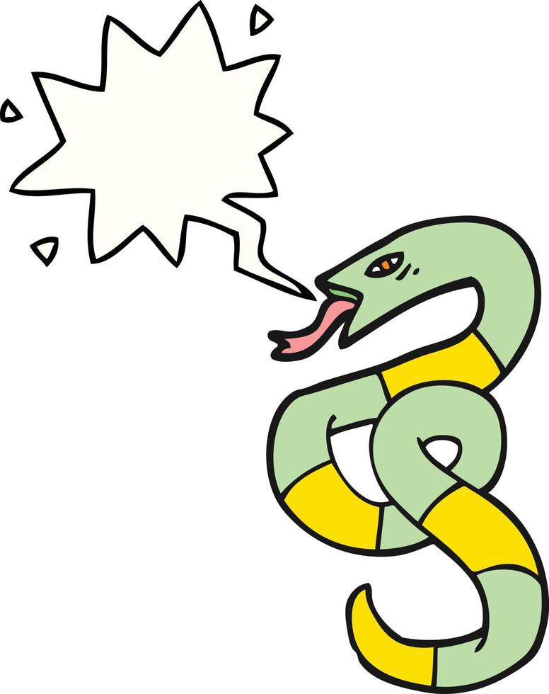 serpent de dessin animé sifflant et bulle de dialogue vecteur