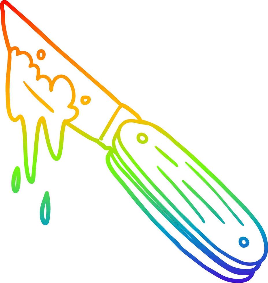 arc en ciel gradient ligne dessin dessin animé couteau sanglant vecteur