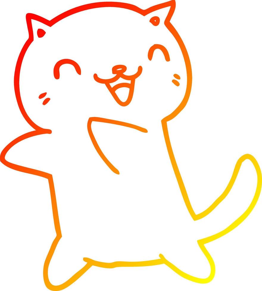 chat de dessin animé de dessin de ligne de gradient chaud vecteur