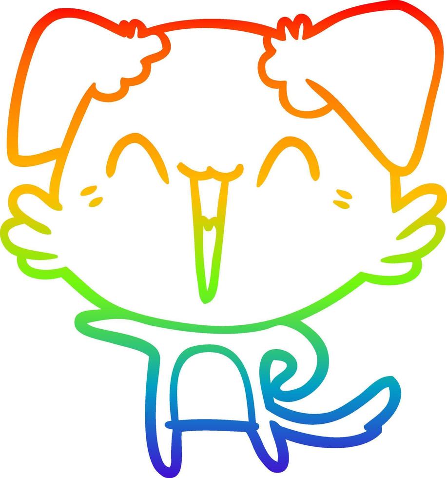 arc en ciel gradient ligne dessin heureux petit chien pointant dessin animé vecteur