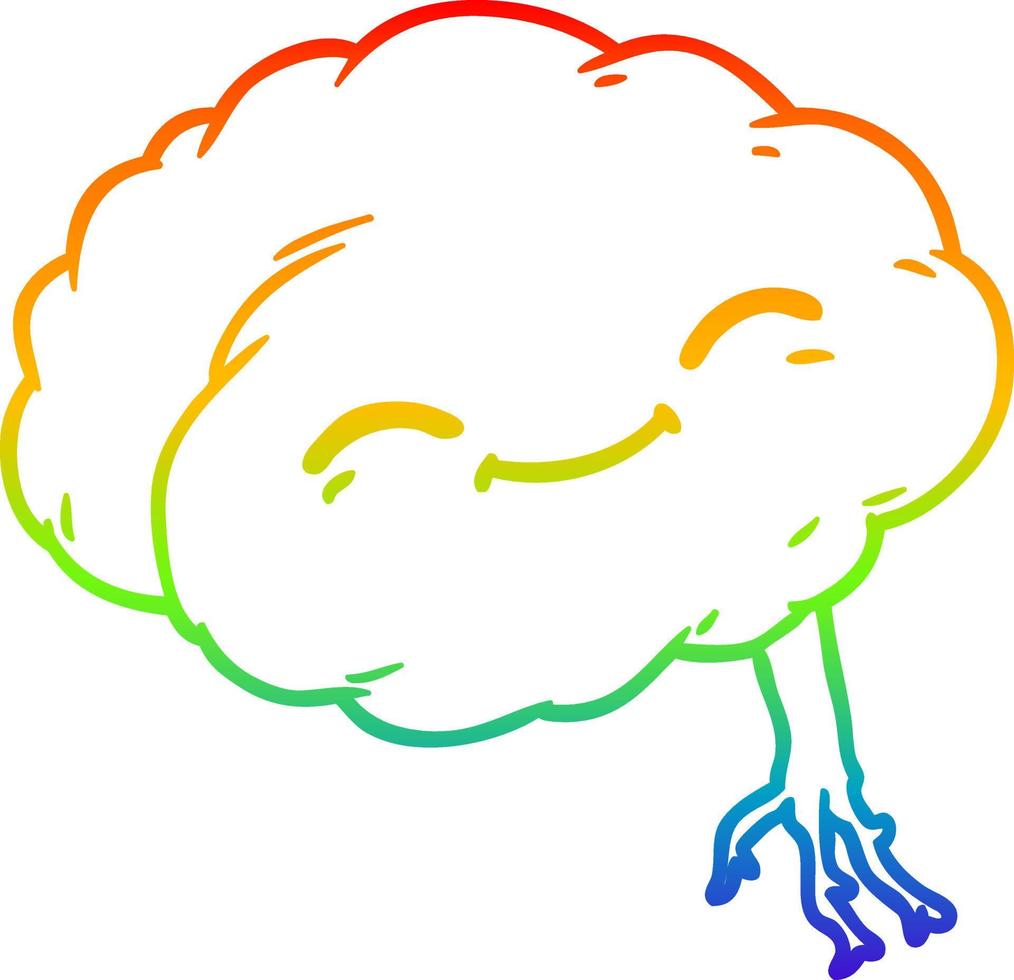 arc en ciel gradient ligne dessin dessin animé cerveau heureux vecteur