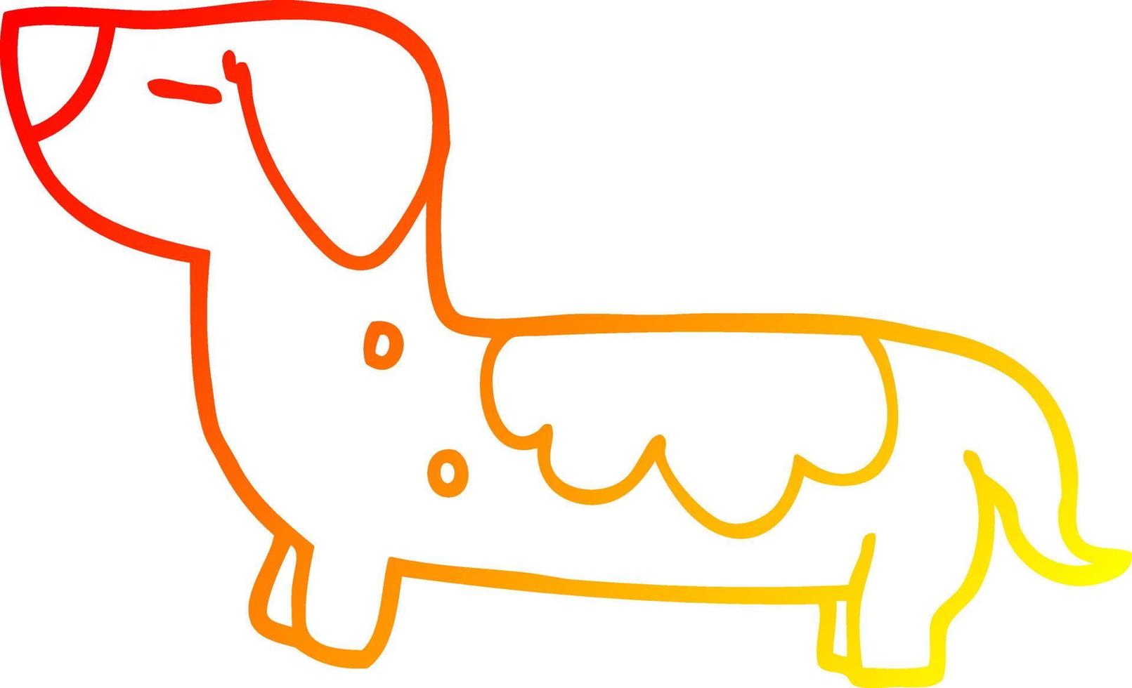 chien de dessin animé de dessin de ligne de gradient chaud vecteur