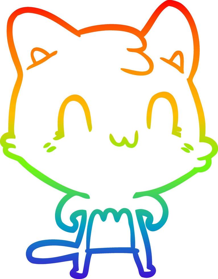 arc en ciel gradient ligne dessin dessin animé chat heureux vecteur