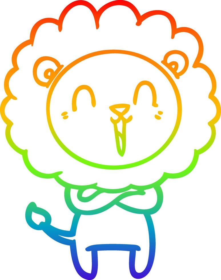 dessin de ligne de gradient arc-en-ciel dessin de lion qui rit vecteur