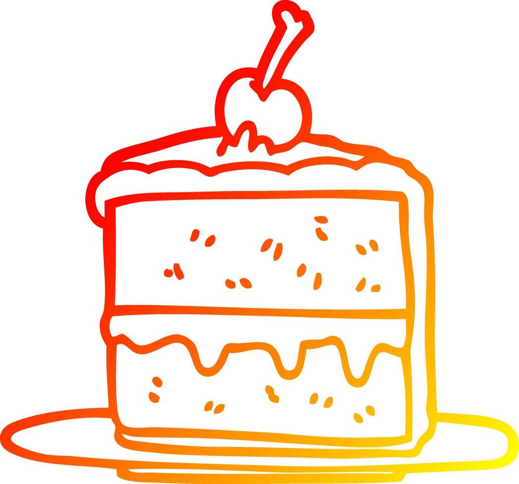 ligne de gradient chaud dessinant un gâteau au chocolat de dessin animé vecteur