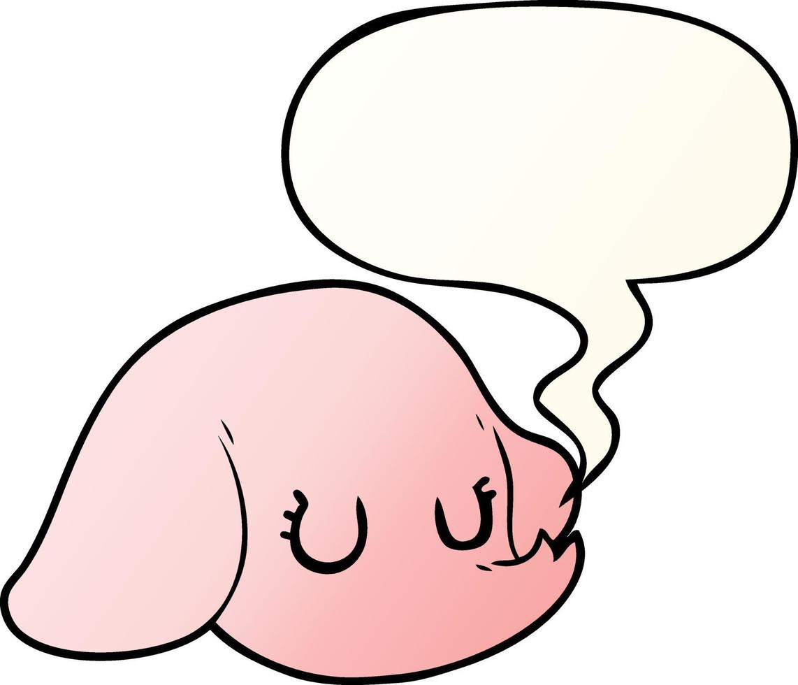 visage d'éléphant de dessin animé et bulle de dialogue dans un style de dégradé lisse vecteur