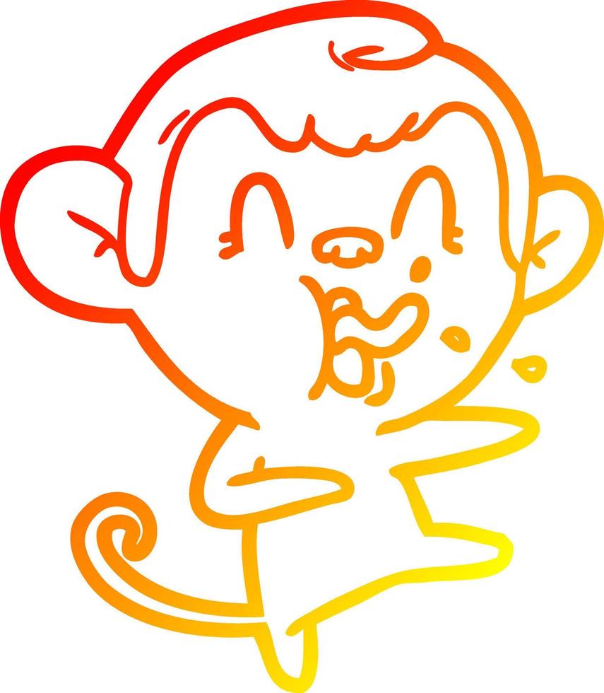 ligne de gradient chaud dessinant un singe de dessin animé fou dansant vecteur