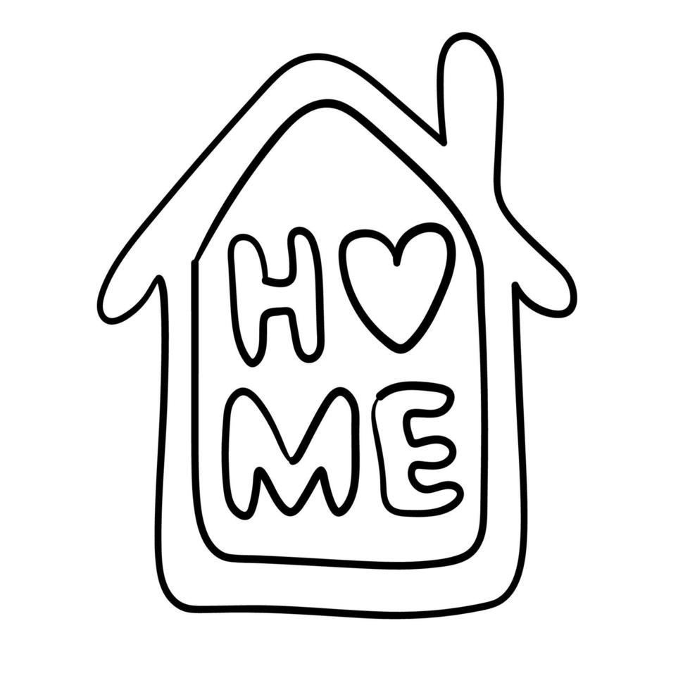 autocollant doodle avec une photo d'une maison bien-aimée vecteur