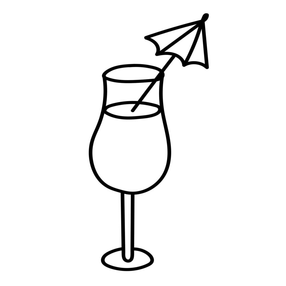 autocollant doodle avec cocktail de dessin animé vecteur