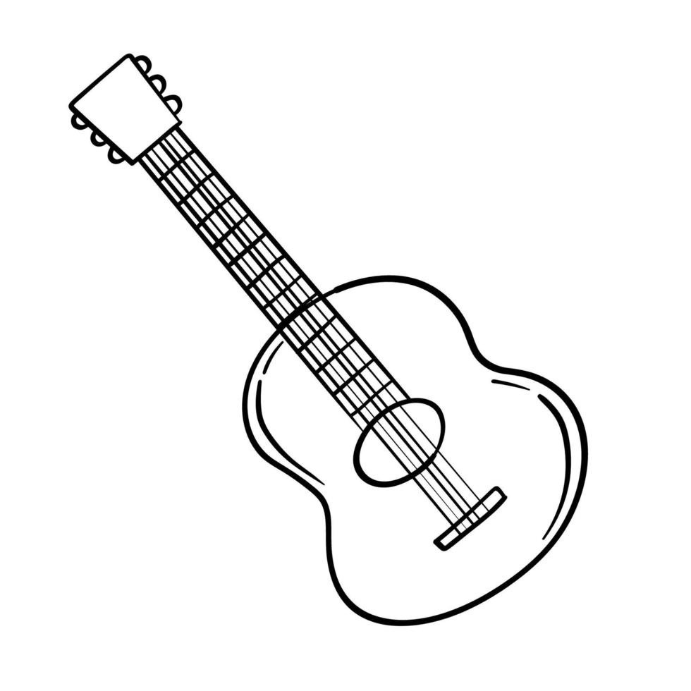 autocollant doodle avec guitare acoustique classique vecteur