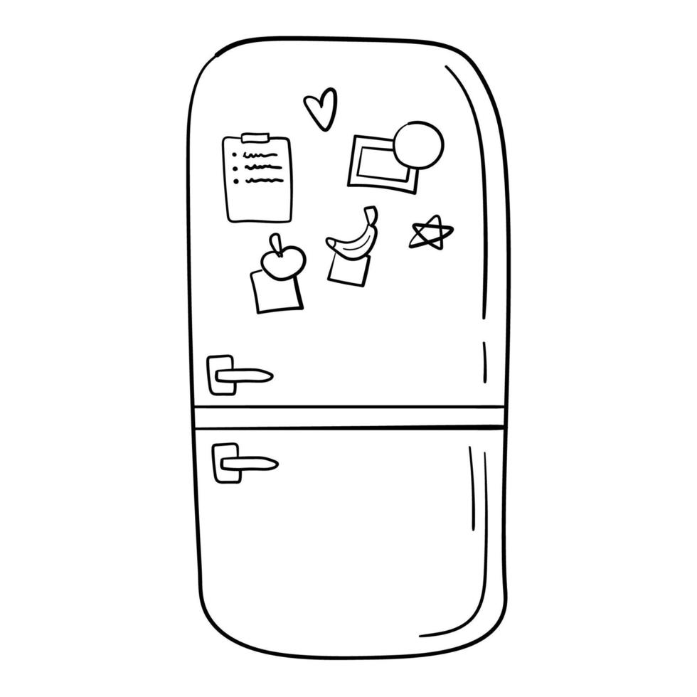 doodle autocollant réfrigérateur vintage avec aimants vecteur