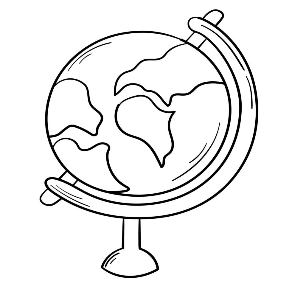 autocollant doodle globe scolaire simple vecteur