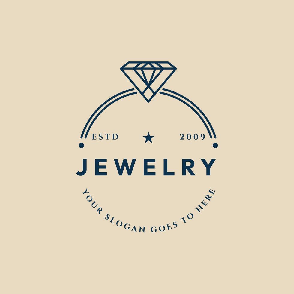 logo d'art de ligne de bijoux, icône et symbole, conception d'illustration vectorielle vecteur