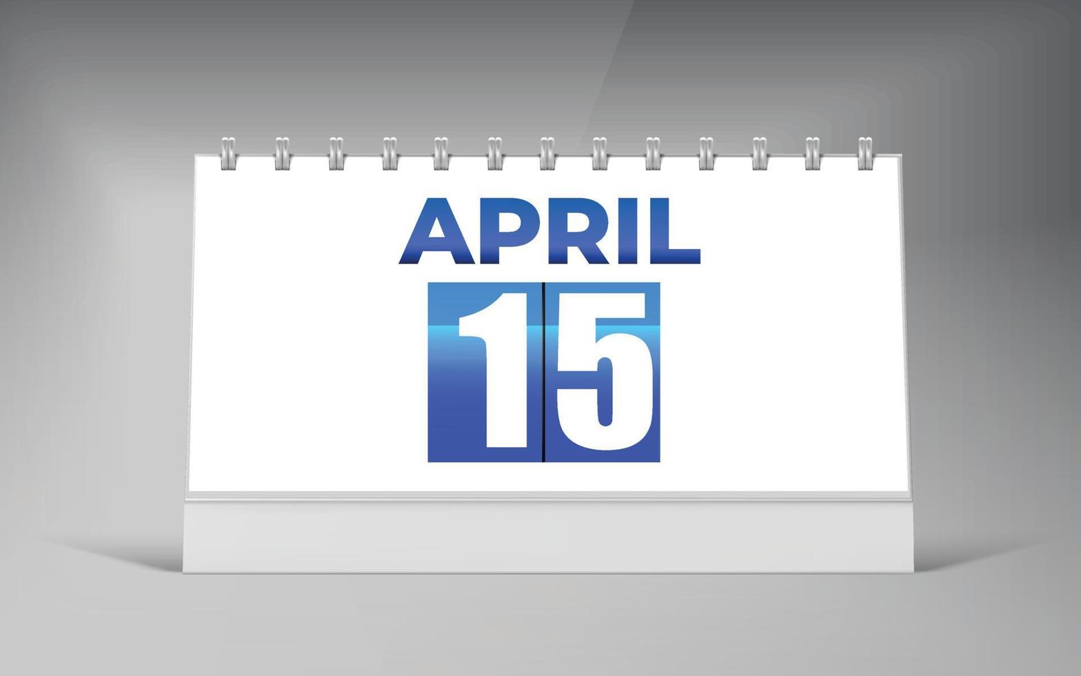 15 avril, modèle de conception de calendrier de bureau. conception de calendrier à date unique. vecteur