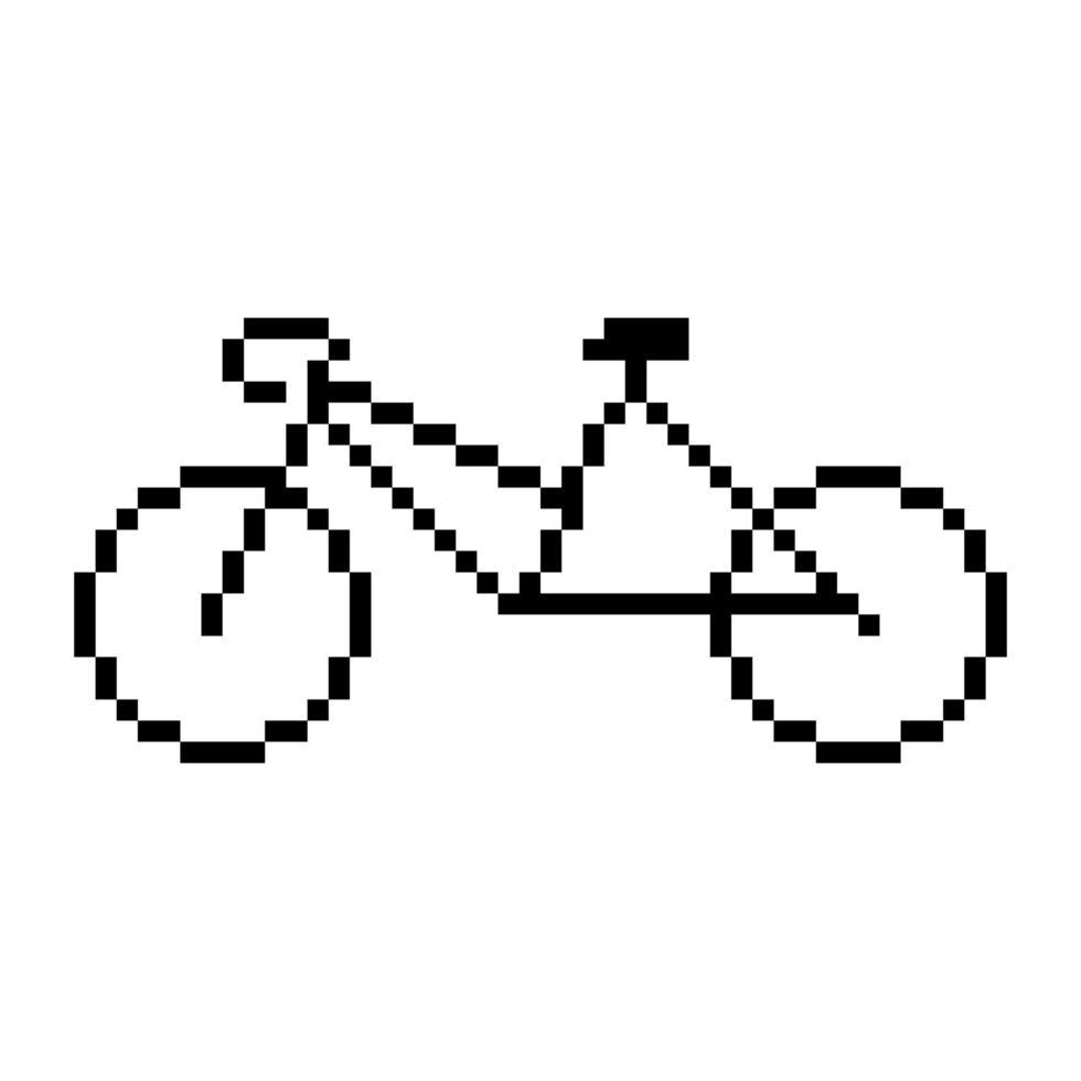 vélo avec pixel art sur fond blanc. vecteur