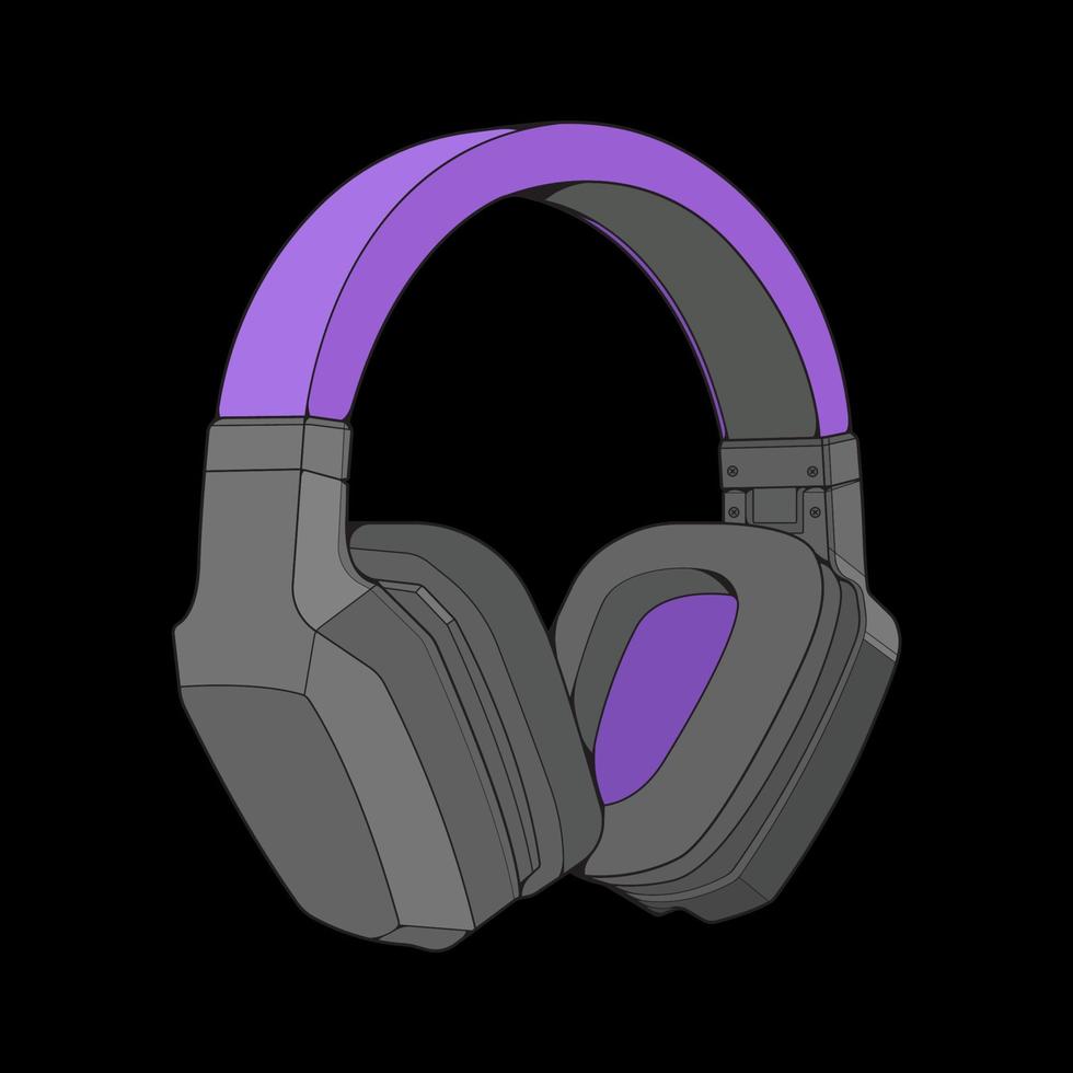 illustration vectorielle de casque de bloc de couleur, concept de musique, vecteur d'art en ligne, écouteurs portables, vecteur de casque