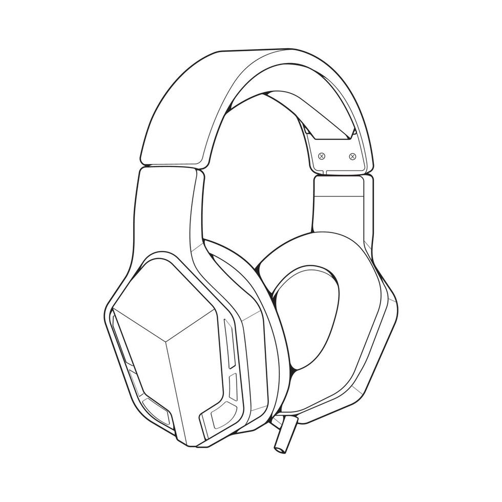 illustration vectorielle de casque d'art en ligne, concept de musique, vecteur d'art en ligne, écouteurs portables, vecteur de casque