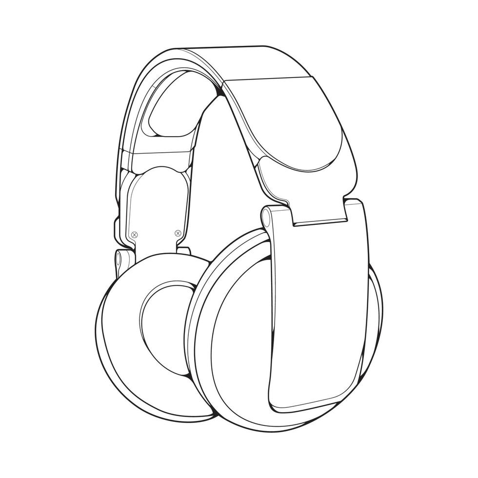 illustration vectorielle de casque d'art en ligne, concept de musique, vecteur d'art en ligne, écouteurs portables, vecteur de casque