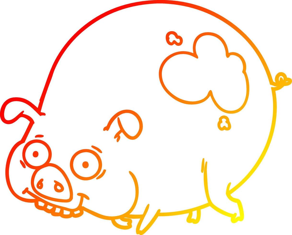 ligne de gradient chaud dessin cochon boueux de dessin animé vecteur