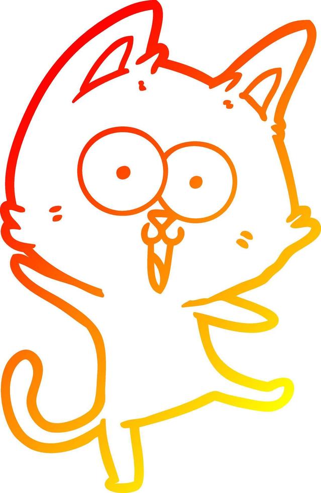ligne de gradient chaud dessinant un chat de dessin animé drôle vecteur