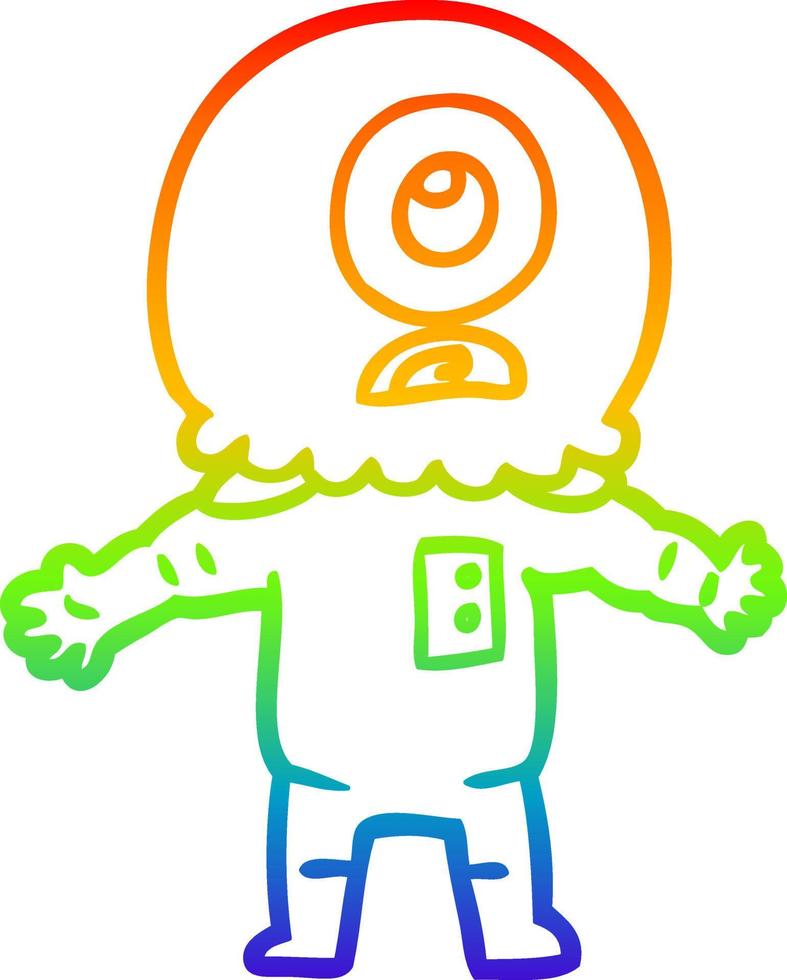 arc en ciel gradient ligne dessin dessin animé cyclope extraterrestre astronaute vecteur