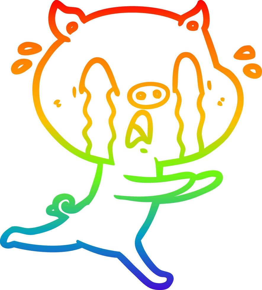 dessin de ligne de gradient arc en ciel dessin de cochon qui pleure vecteur