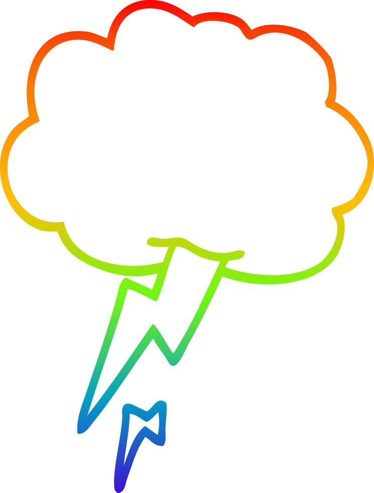 ligne de gradient arc-en-ciel dessin dessin animé tonnerre et éclair vecteur