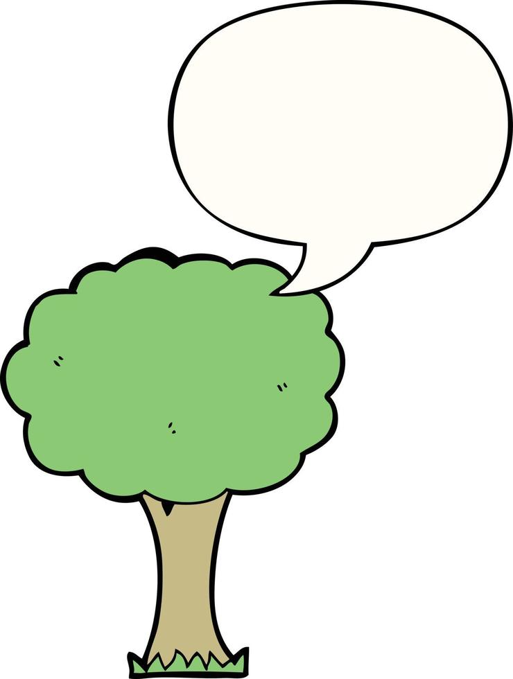 arbre de dessin animé et bulle de dialogue vecteur