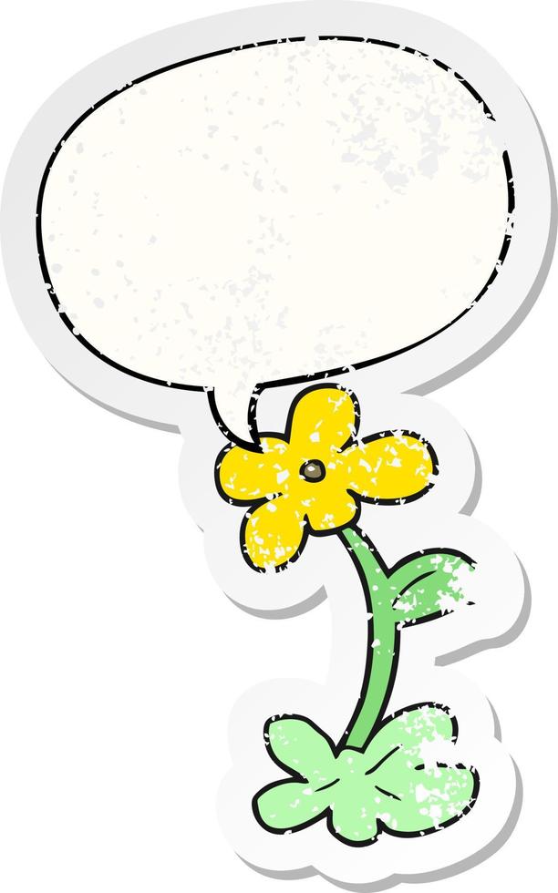 fleur de dessin animé et autocollant en détresse bulle vecteur
