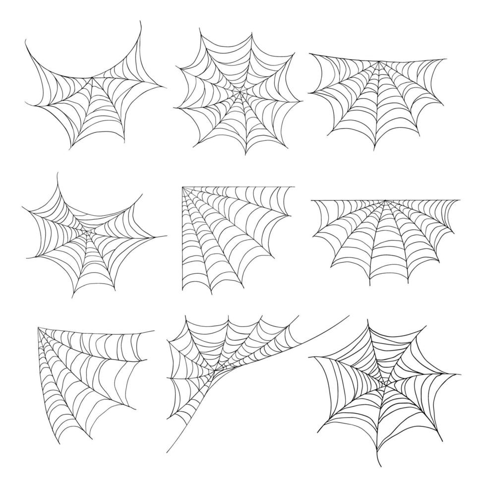 toile d'araignée pour halloween et décoration d'éléments de toile d'araignée isolée sur fond blanc. vecteur