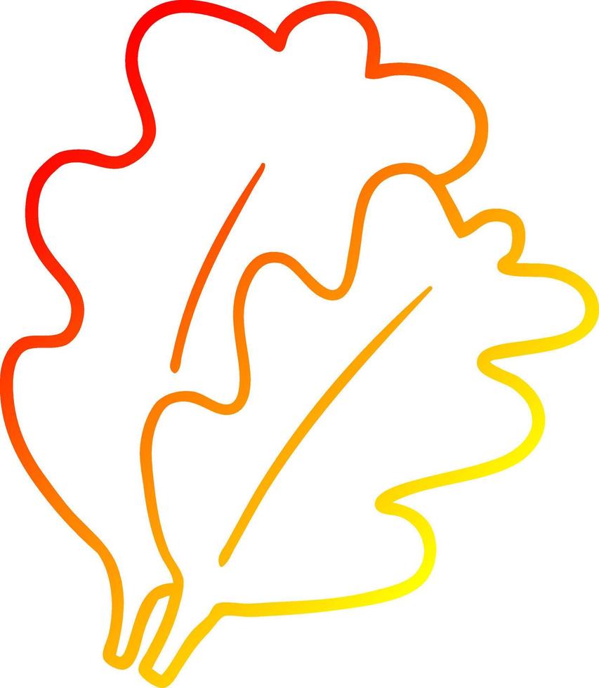 dessin de ligne de gradient chaud feuilles d'automne dessin animé vecteur