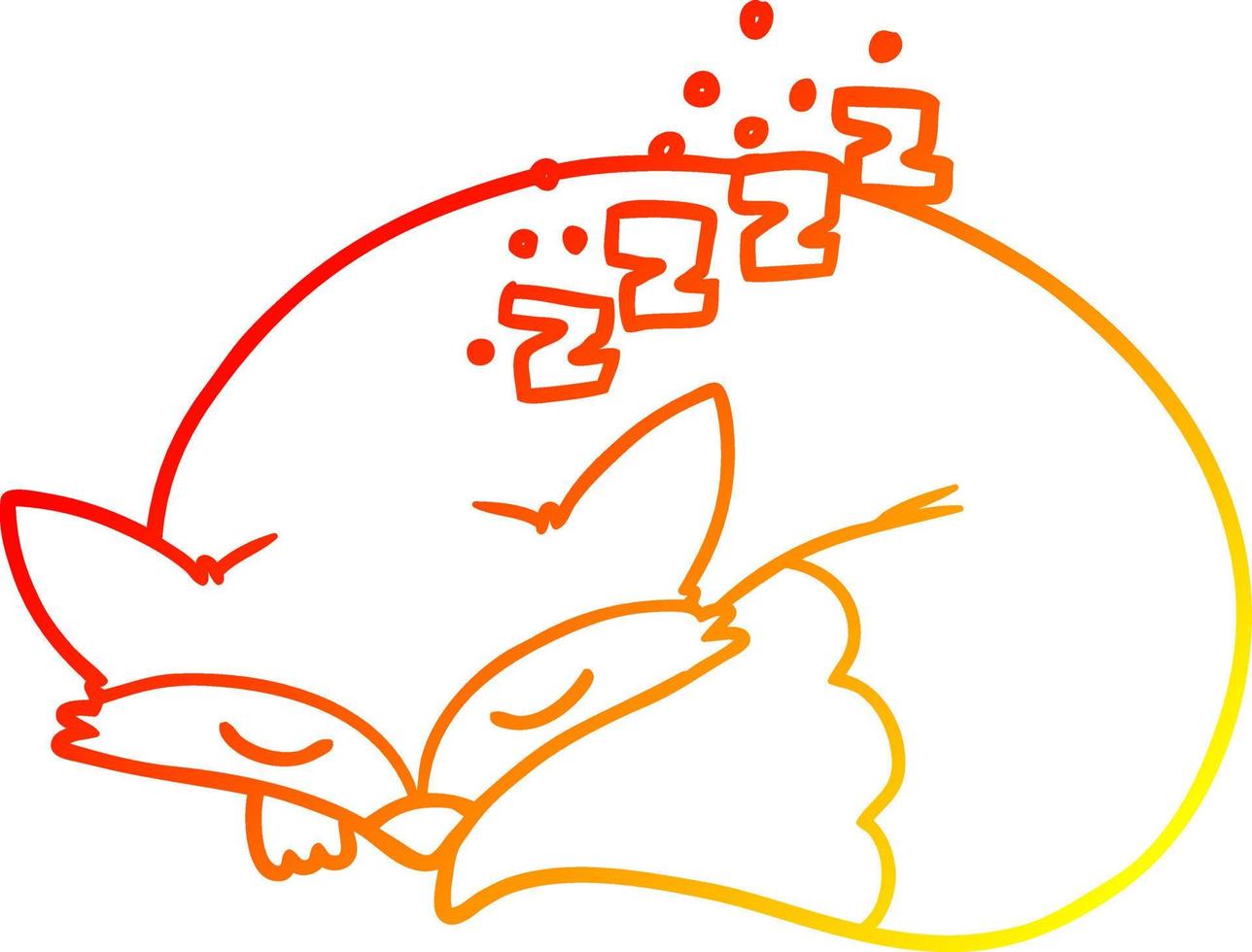 ligne de gradient chaud dessin dessin animé renard endormi vecteur